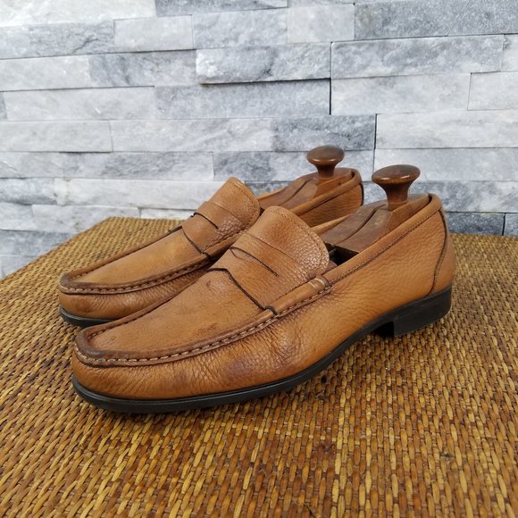 Lux Santoni Tan Patina Penny Loafers main image 7